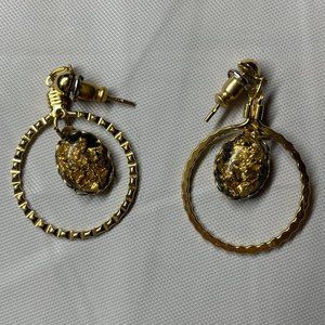 Gold ring and stone earrings